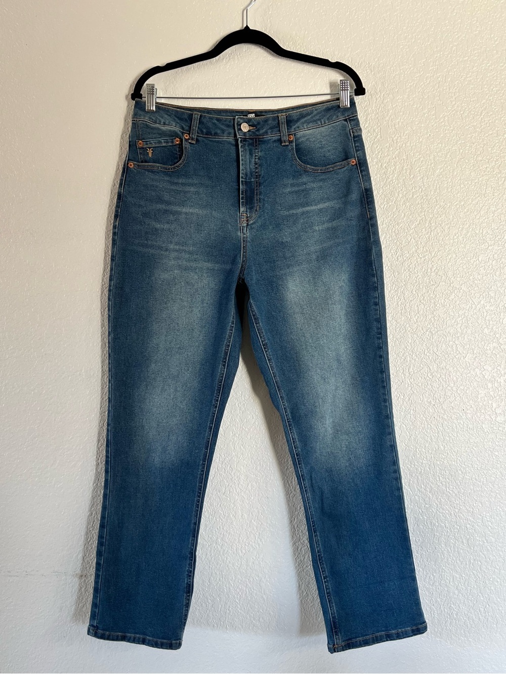 Frye High Rise Straight Leg Jeans 8/29 Blue Denim Americana, Minimalist Western